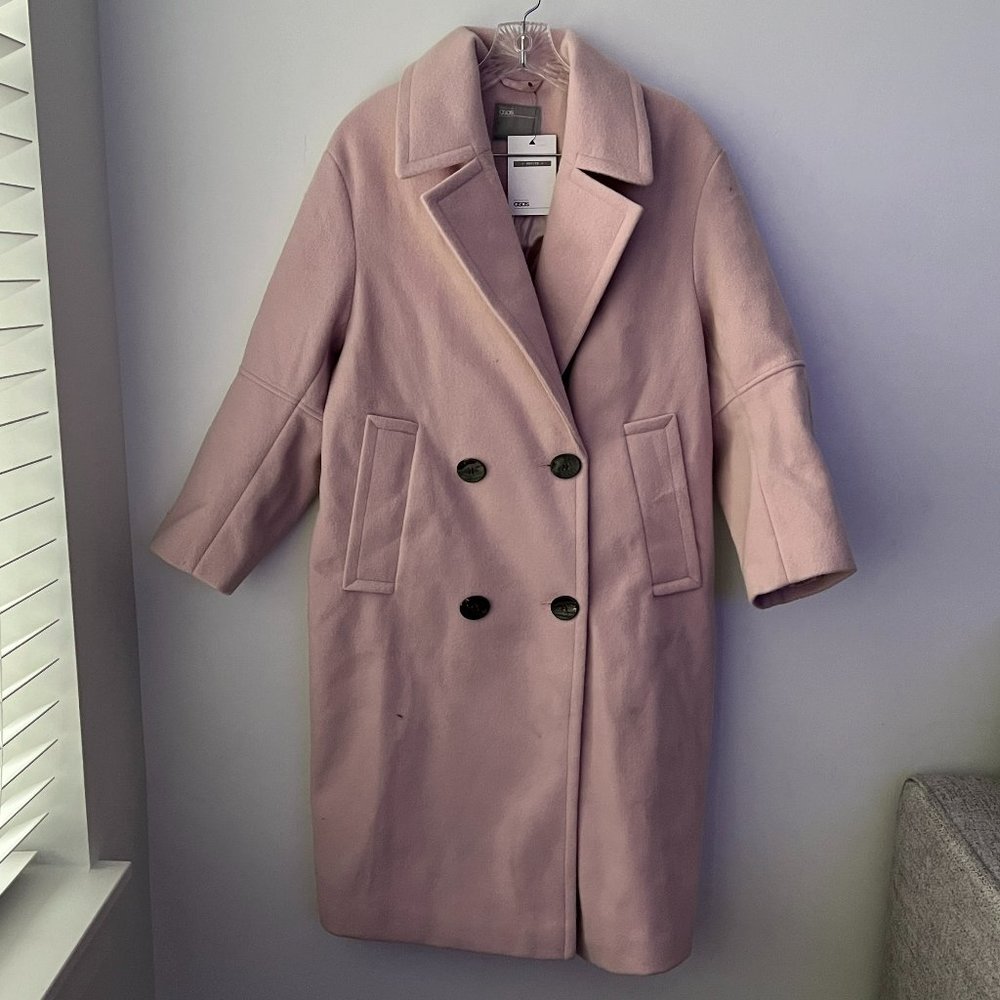 ASOS Petite Classic Coat With Statement Buttons In Pink - Picture 3 of 8